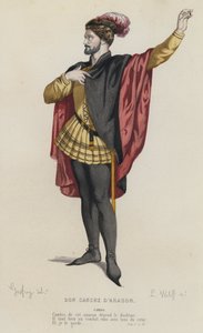 Corneille, Don Sanche D'Aragon, Perde I, Sc IV (renkli gravür) by French School