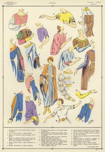 Costume Feminin Mondial (renkli taş baskı) by French School