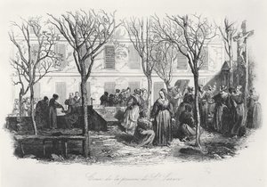 Paris St. Lazare Hapishanesi Avlusu, c. 1840 by French School