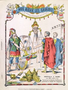 Brennus efsanesini tasvir eden okul alıştırma kitabının kapağı (fl. c.389 BC) by French School