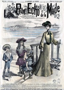 Kadın dergisinin kapağı (haftalık gazete) Le Petit Echo de la Mode, n28, 12 Temmuz by French School