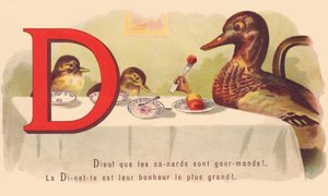 D: Tanrım! bu ördekler açgözlü! Dinette onların en büyük mutluluğu! by French School