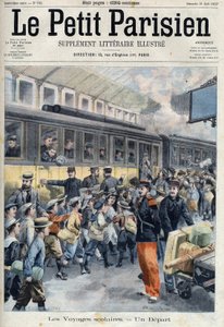 Okul gezisinde istasyondan ayrıldı. Çocuklar "Le petit Parisien" de trene biniyor” by French School