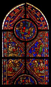 Varennes-Jarcy kilisesinden bir pencerenin bir bölümünü tasvir etmek (aslen Abbey de Gercy