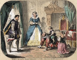 Çocukların boş zamanlarının ve oyunlarının tanımı: Fransa Kralı Henry IV (1553-1610) çocuklarıyla (muhtemelen Louis XIII ve Fransa