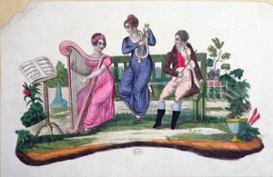 Bir açık hava konserini betimleyen bir hayran için tasarım, c.1830 by French School