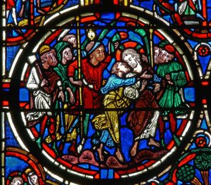 Tutku: Judas ihanetini tasvir eden bir pencereden detay by French School