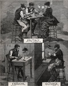Elmas kesim, sağlam, pürüzlü ve yarılma. Adolphe BITARD