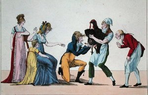 Dindonnade veya Aşının Rakibi, c.1800 (renkli gravür) by French School
