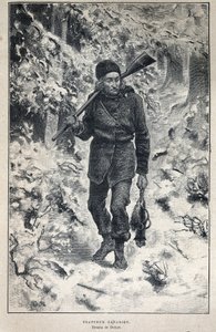 Disouverte du Canada: ormandaki Kanadalı bir avcının portresi. Eugene Guenin tarafından “La nouvelle France”da 19. yüzyılın sonundan gravür. by French School