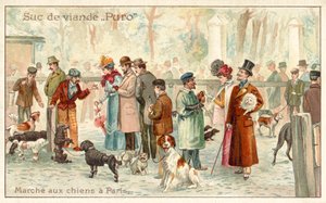 Köpek pazarı, Paris (chromolitho) by French School