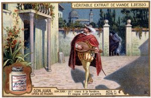 Troubadour'da Don Juan: Perde II sc. Mozart operası “” Don Giovanni””” Liebig Chromolithography, v.1900 IV. by French School