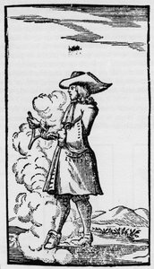 Saptırıcı kehanet çubuğu ile Dowser - Rhabdomancie - “” La Physique occult, ou Treat de la baguette divinatoire” da bagetin açıklaması - Abbe de Vallemont (Pierre Le Lorrain) tarafından Paris 1693 fizikçi, nümismat ve 17. yüzyılın Fransız edebiyatçısı by French School