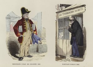 Eau de Cologne satıcısı, 1845 ve kamu yazarı, 1840 by French School