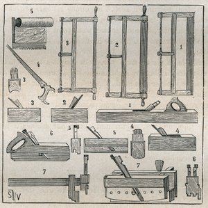 Ebenisterie: olağan aletler, testereler ve planya. Adolphe BITARD