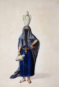 İbrik Su Kazanı Taşıyan Mısırlı Kadın, muhtemelen Mutfağa göre, Osmanlı dönemi, 18. yüzyılın üçüncü çeyreği (kağıt üzerinde wc)