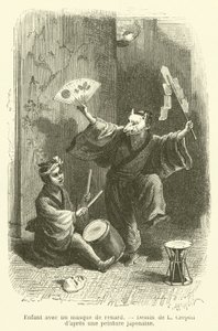 Tilki maskeli çocuk (gravür) by French School