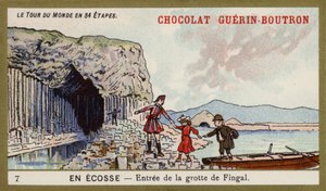 Fingal Mağarası'na giriş; İskoçya (kromolitho) by French School