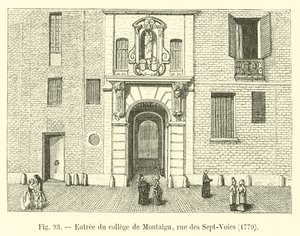 Montaigu kolejine giriş, rue des Sept-Voies, 1779 by French School