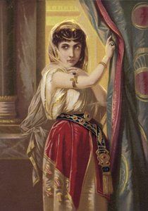 Egzotik kız, altın takılar takıyor (chromolitho) by French School