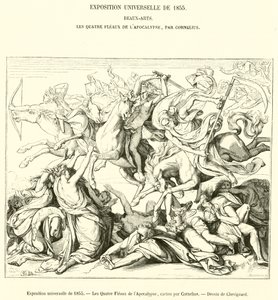1855 Evrensel Sergisi, Mahşerin Dört Vebası (gravür) by French School