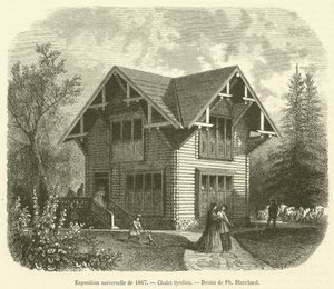 1867 Evrensel Sergisi, Tirol Dağ Evi (gravür) by French School