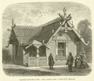 1867 Evrensel Sergisi, Isba, Rus yazlık (gravür) by French School