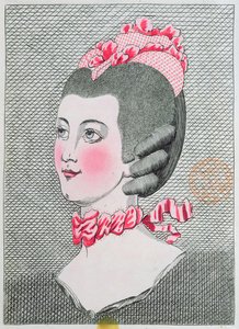 Paris 1767'de yayınlanan Sieur Legros tarafından LArt de la Coiffure de Dames'dan moda plaka by French School