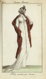 Hasır şapka, elbise ve şal moda kadın by French School