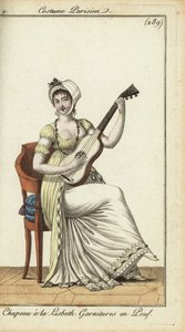 Gitar çalan şık kadın by French School