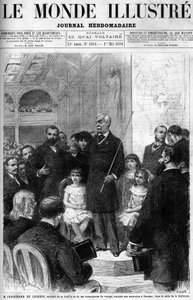 Ferdinand de Lesseps ailesi ve yol arkadaşlarıyla çevrilidir ve Salle de la Sorbonne