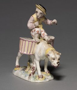 Köpek Üzerinde Maymun Figürü, üretici Mennecy-Villeroy Fabrikası, Fransa, c.1760 by French School