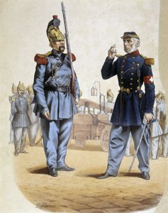 1860 yılında itfaiyeciler - Perron tarafından çizim, Art Deco by French School