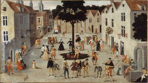 Bir ağacın etrafında halk şenliği, yaklaşık 1560 (yağlıboya) by French School