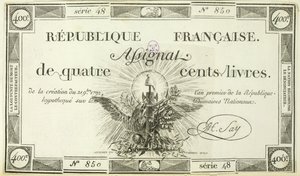 Dört yüz liralık banknot, 21 Eylül 1792 by French School