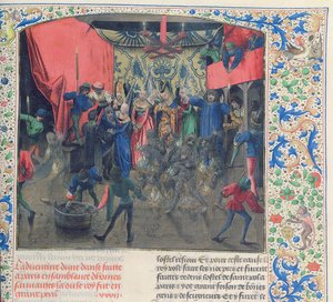 Fr 2646 f.176 Bal des Ardents, Charles, Orleanslı Louis Froissarts Chronicle