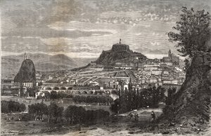 Fransa, Auvergne, Haute-Loire (43), Le Puy en Velay (Le-Puy-en-Velay) - V.A. Malt-Brown tarafından “La France illustrée: coğrafya, tarih, yönetim istatistikleri” üzerine gravür. 1884 by French School