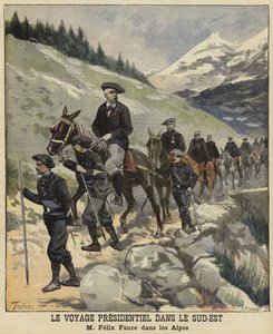 Fransa Cumhurbaşkanı Felix Faure Alplerde, 1897 by French School