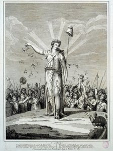 Fransız Devrimi: “O liberte” Özgürlüğe Övgü. 18. yüzyıl Paris gravürü, Musee Carnavalet by French School