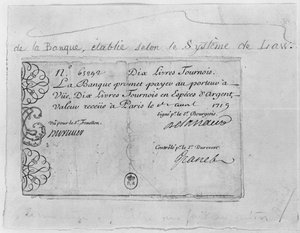 1 Nisan 1719 tarihli Hukuk Bankasından on poundluk Fransız banknotu by French School