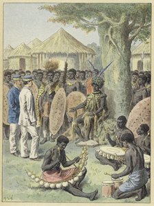 Afrikalı bir şef tarafından kabul edilen Fransız subaylar by French School