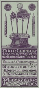 Fransız ticari kart reklamı Aikin Lambert kalemler, kalemlikler ve hareketli kurşun kalemler (lito) by French School