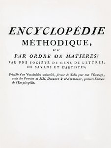 Denis Diderot ve Jean Le Rond DAlembert tarafından düzenlenen, Order of Subject Matter ile Methodical Encyclopedia