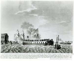 Fultons Buharla çalışan savaş gemisi, Fulton the First, Robert Fulton tarafından 1812 savaşında New York