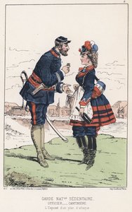 Hareketsiz Ulusal Muhafız (renkli gravür) by French School