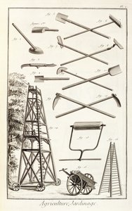 Bahçe aletleri ve mobil budama platformu, Denis Diderot (1713-84) tarafından yayınlanan Encyclopedie des Sciences et Metiers