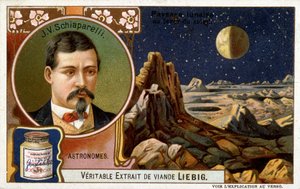 Giovanni Virginio Schiaparelli (1835-1910), İtalyan astronom ve ay manzaraları - kromolitografi Liébig, 1900 civarı by French School