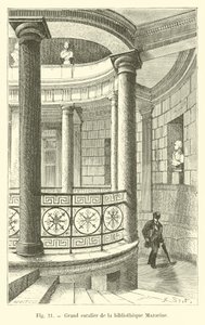Mazarine kütüphanesinin büyük merdiveni by French School