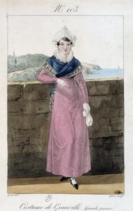 Granville kadın kostümü - gravür by French School