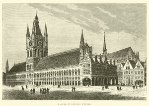 Ypres Salonları ve Çan Kulesi (gravür) by French School